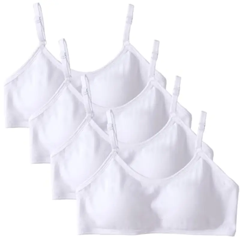Reggiseno da Allenamento Senza Cuciture per Ragazze Cotone Adolescenti Bambine Sportivo Intimo con Fisso Torace Pastiglie e Spallacci Regolabili per 10-18 Anni - Confezione da 4