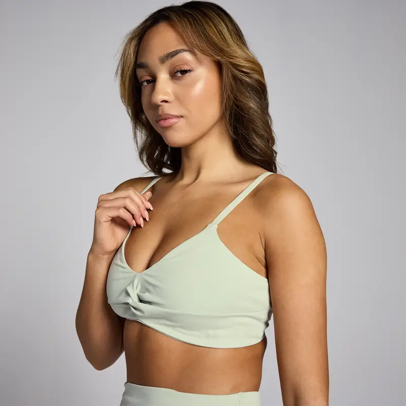 Reggiseno sportivo con intreccio frontale MP Lifestyle - Verde minerale - M miniatura 3