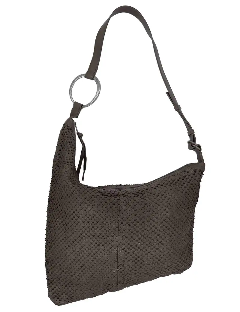 Borse in pelle forata grigia con tracolla Donna RBS1001 745