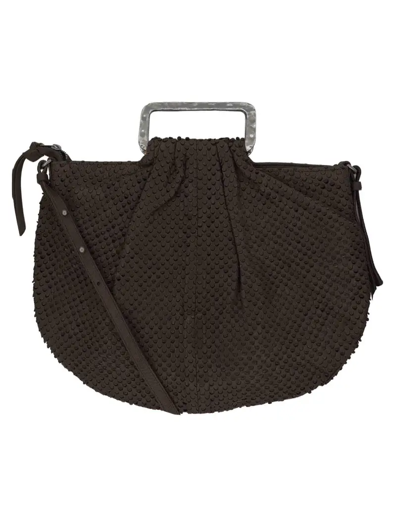 Borse in pelle forata nera con manico rigido Donna RBS1003 047