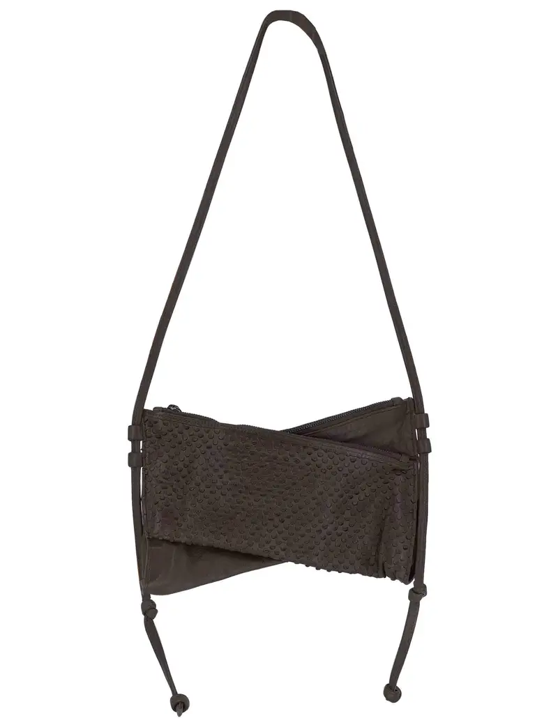 Pochette in pelle forata grigia con tracolla regolabile Donna RBS1005 745