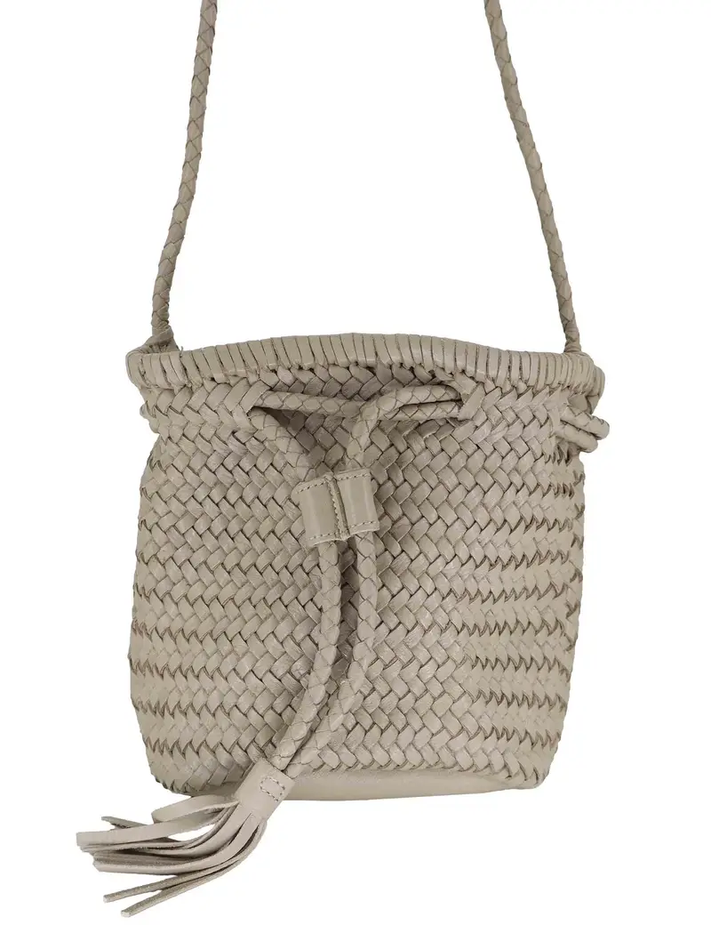 Secchielli in pelle intrecciata sabbia con coulisse Donna RBS1105 052