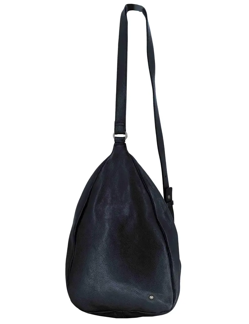 Zaini monospalla in pelle nera con tracolla Donna RBS1505 047