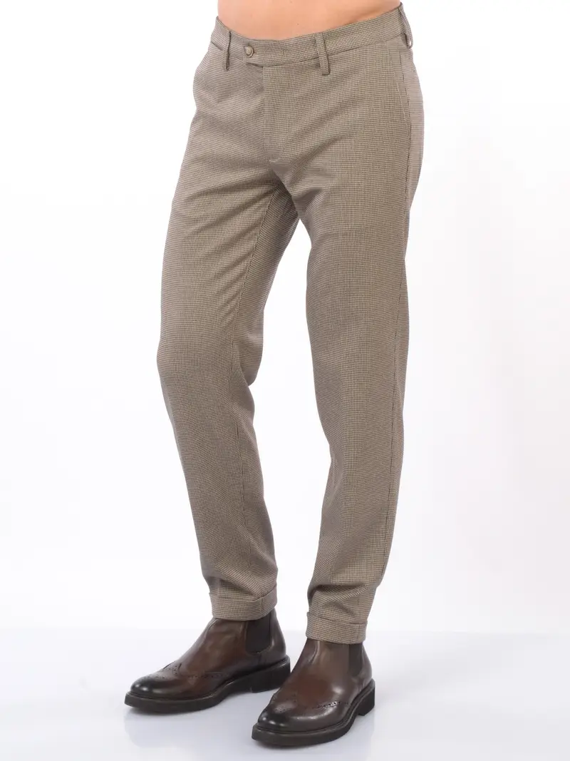 pantalone da uomo Rehash chino pied e poule MARRON