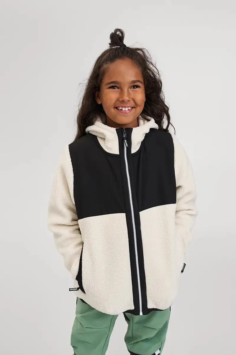 felpa in pile bambini Turbo colore beige con cappuccio 5200437A