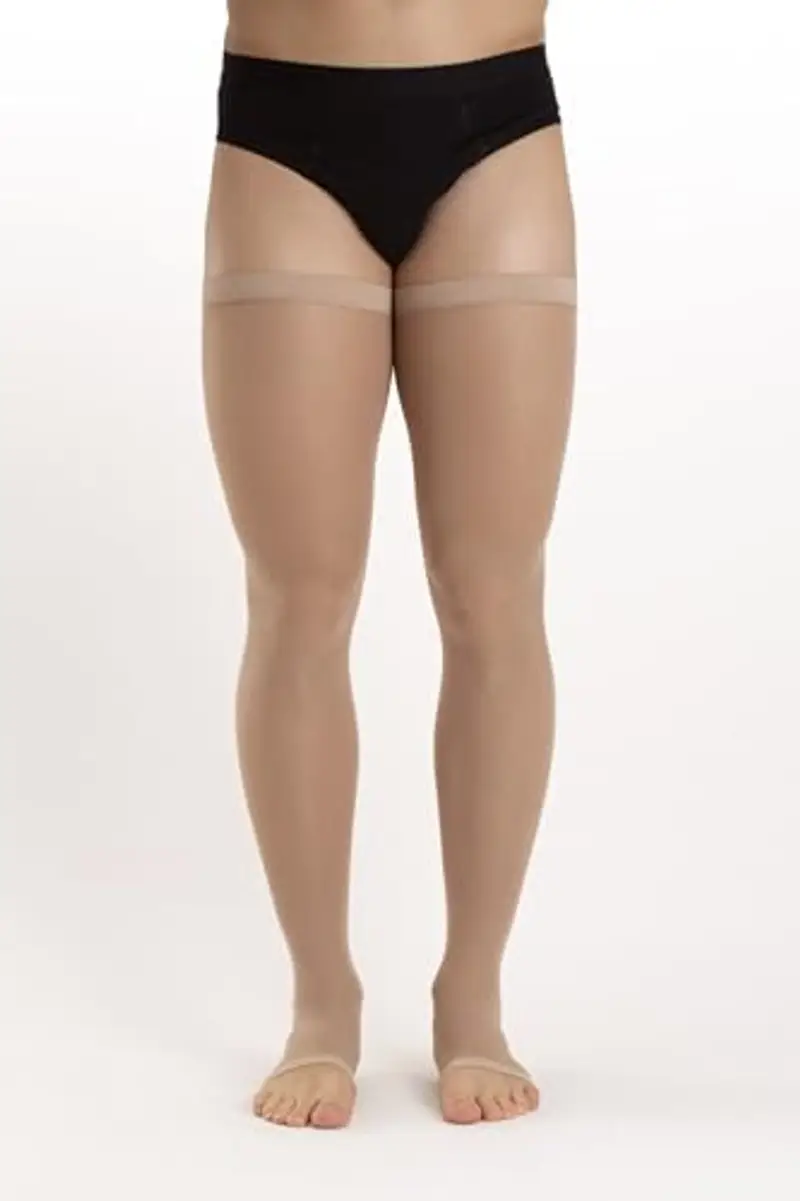 Relaxsan Antitrombo M0370A (1 Paio - Beige, M) calze autoreggenti punta aperta per degenza antiembolismo K1 compressione graduata 18-23 mmHg miniatura 3