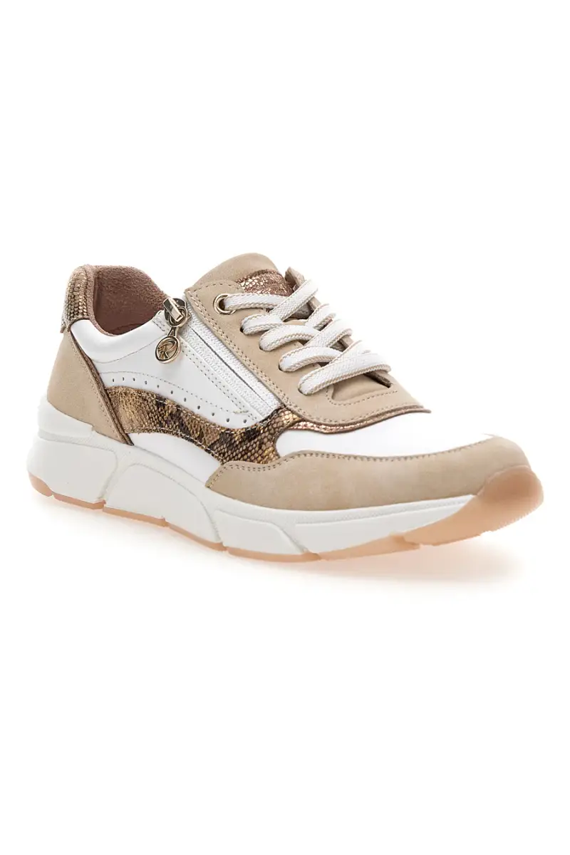 Sneaker da donna beige con inserti animalier Relife 67172370320 [BEIGE miniatura 2