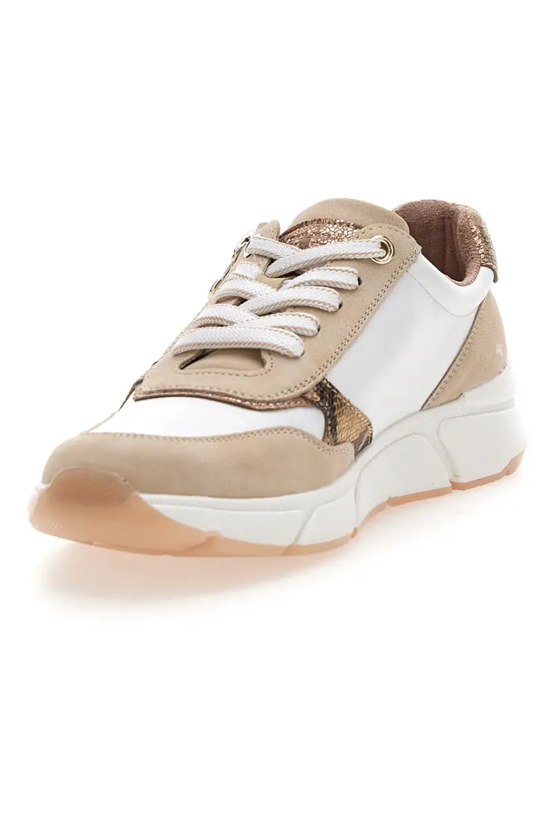 Sneaker da donna beige con inserti animalier Relife 67172370320 [BEIGE miniatura 3