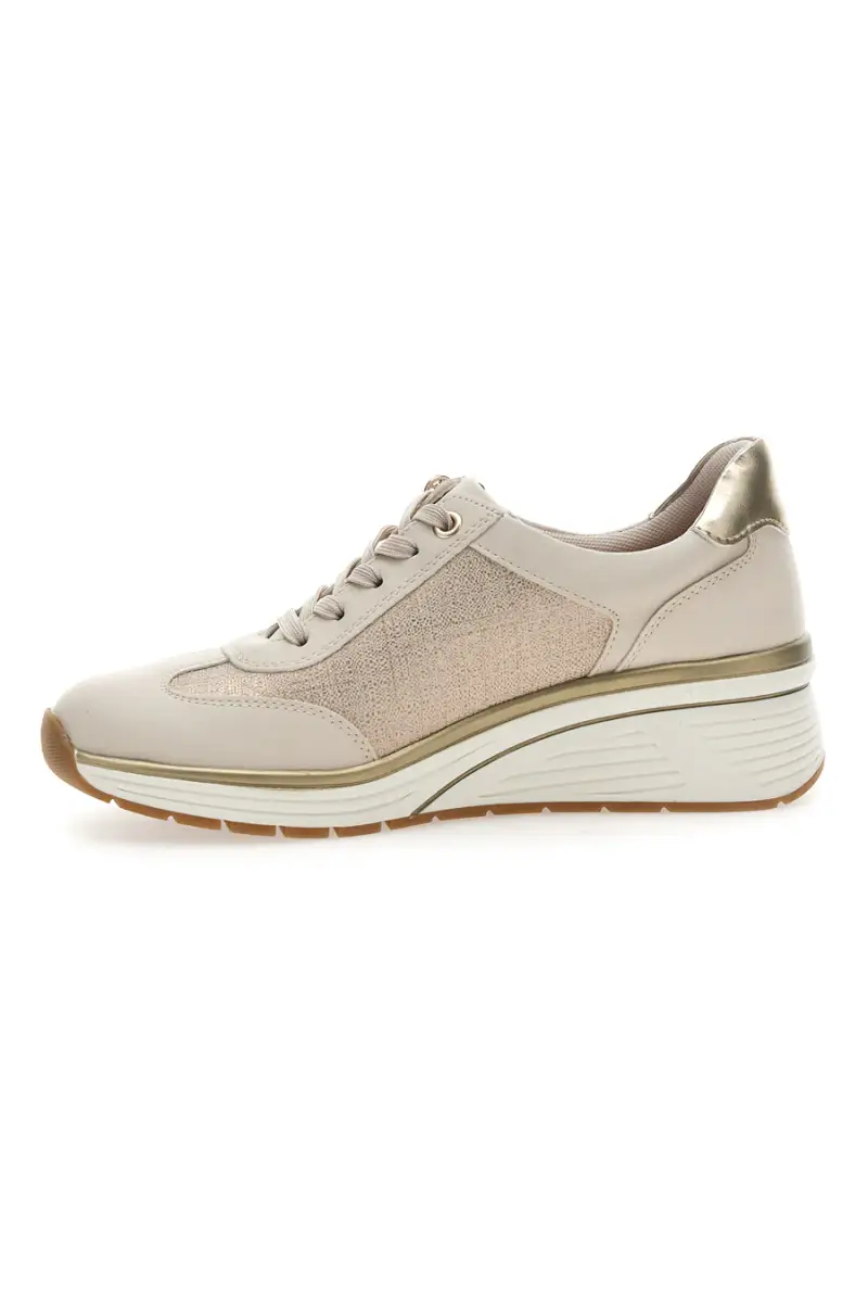 Sneaker da donna beige con zeppa e inserti metallizzati Relife 67172670501 [CREAM] miniatura 4