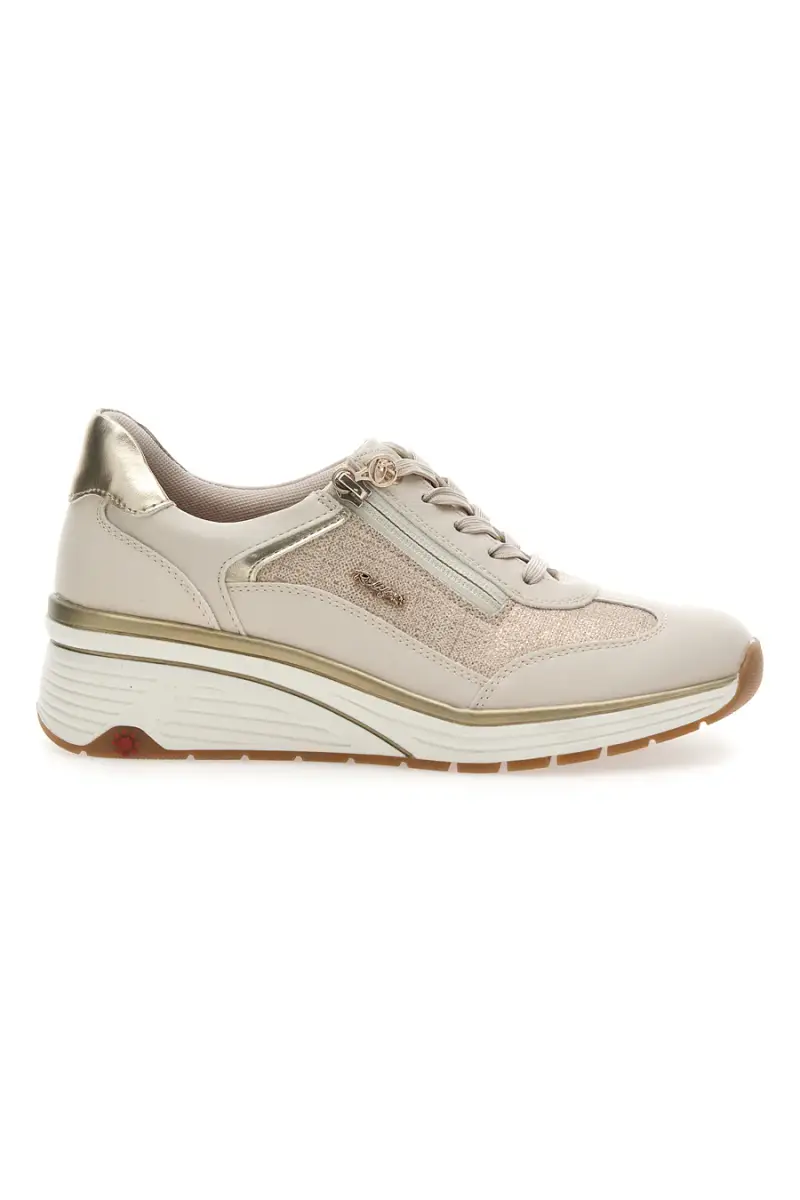 Sneaker da donna beige con zeppa e inserti metallizzati Relife 67172670501 [CREAM]