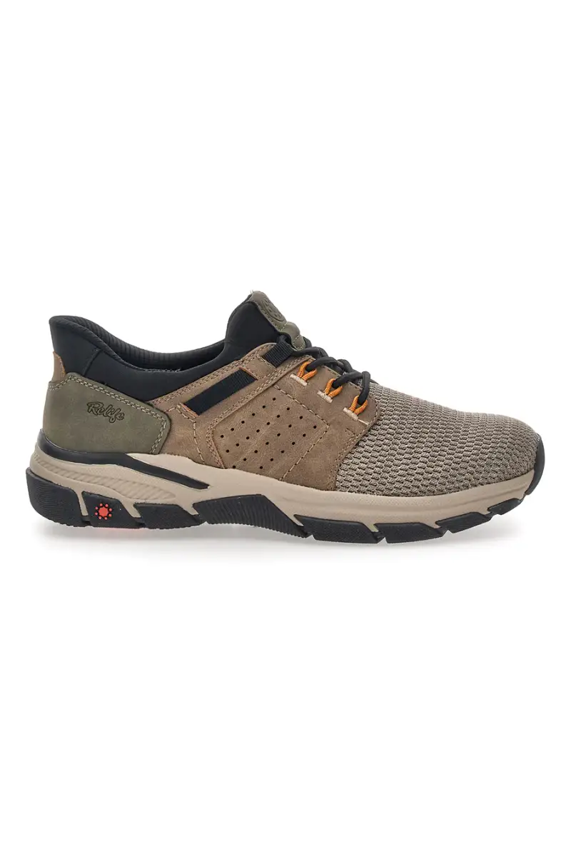 Sneaker da uomo beige e verde con inserti tecnici Relife 68882672301E [TAUPE]