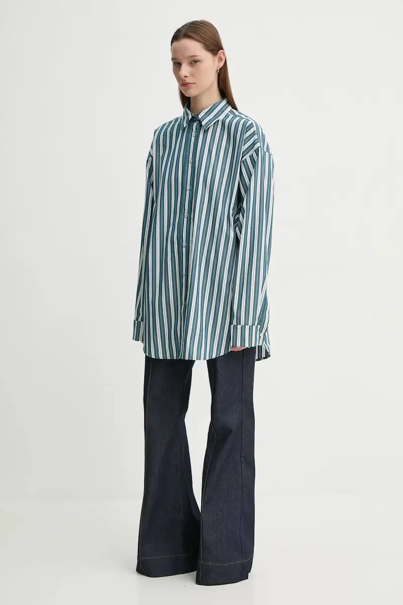 camicia in cotone donna colore verde 5023533030 Turchese miniatura 2