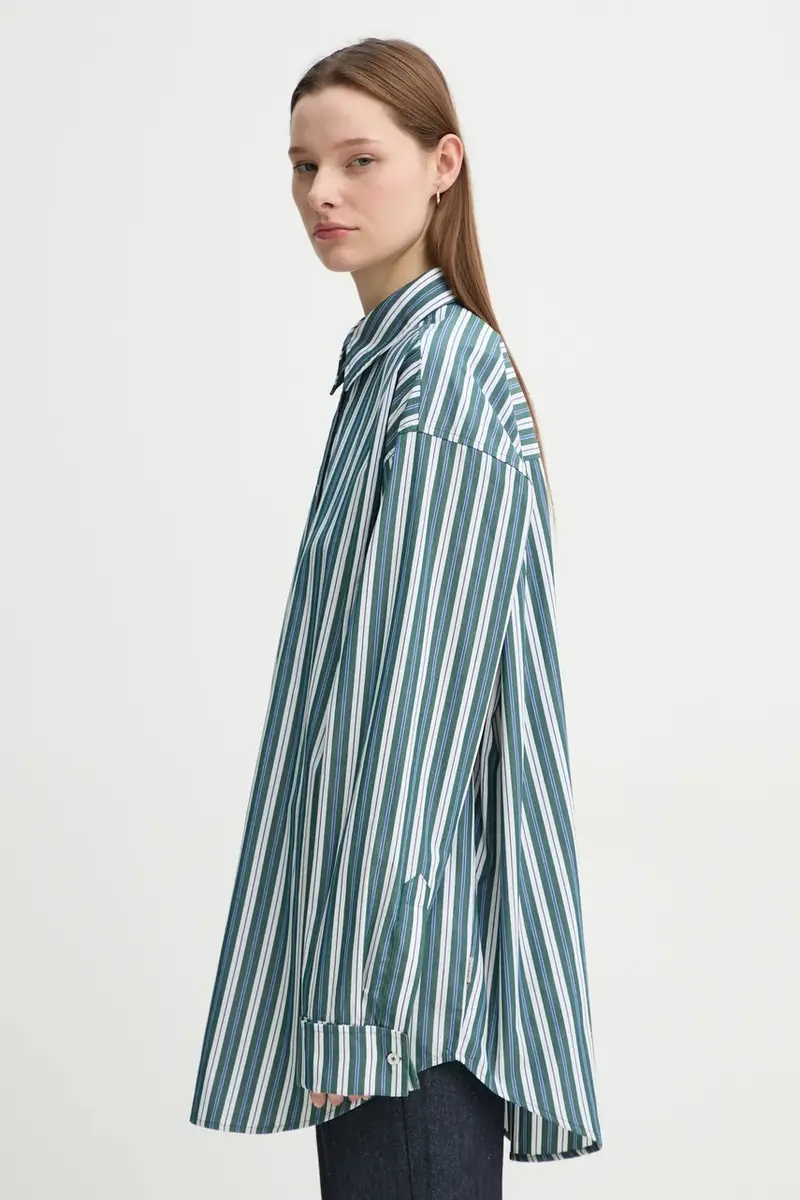 camicia in cotone donna colore verde 5023533030 Turchese miniatura 4