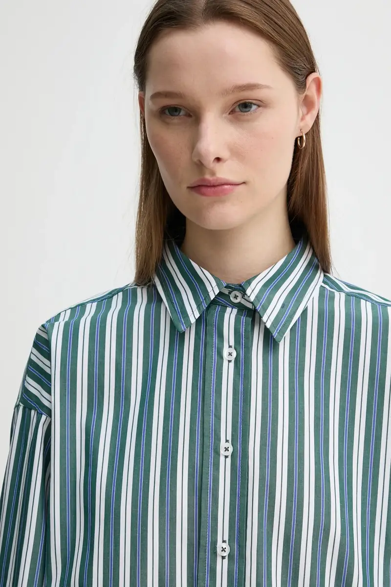 camicia in cotone donna colore verde 5023533030 Turchese miniatura 5