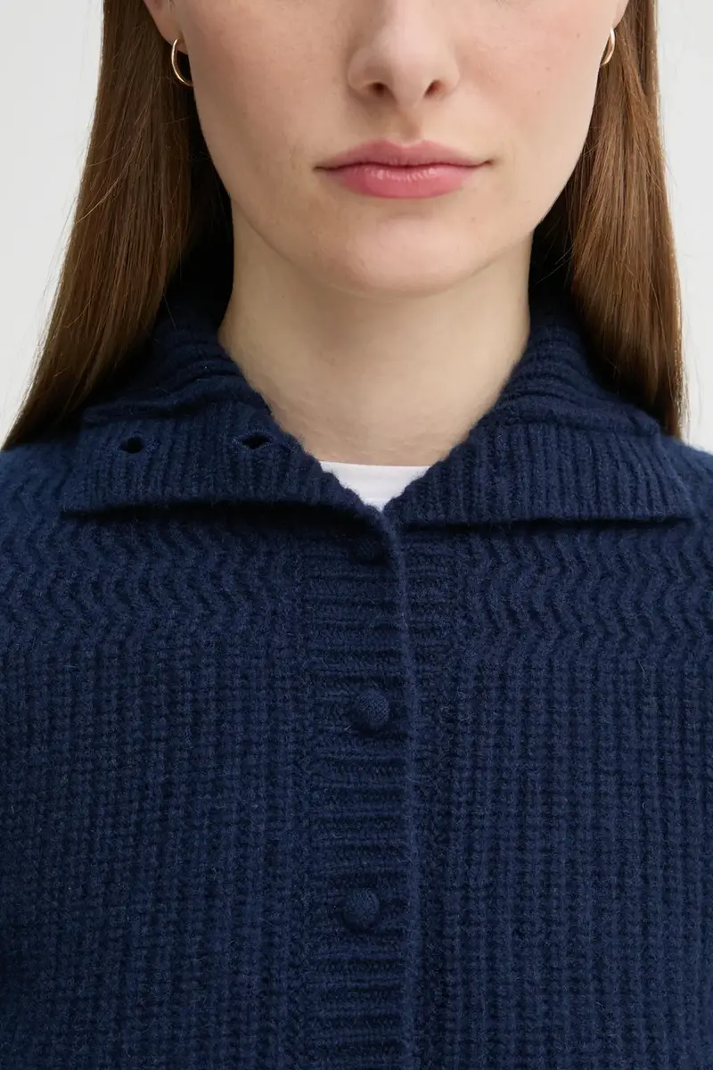 cardigan in lana colore blu navy 5026661566 miniatura 4