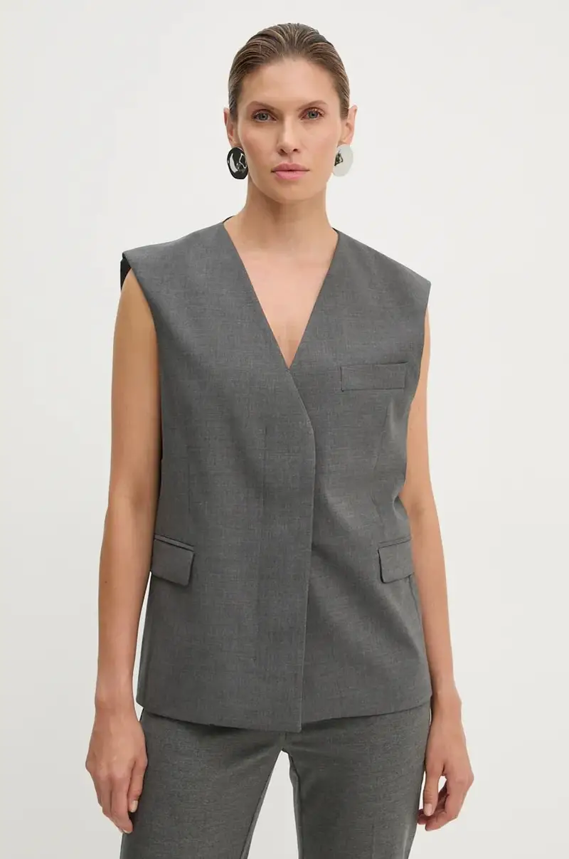 gilè con aggiunta di lana colore grigio 5018981959