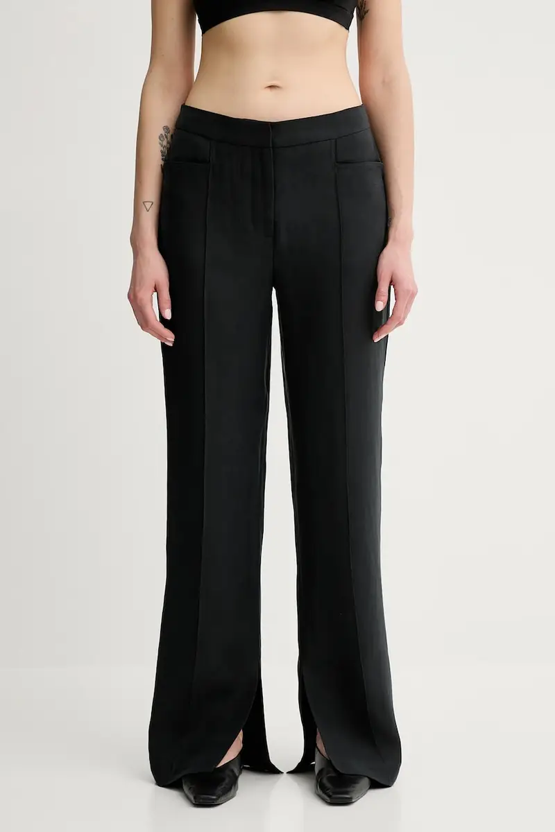 pantaloni in lino misto donna colore nero 502524100