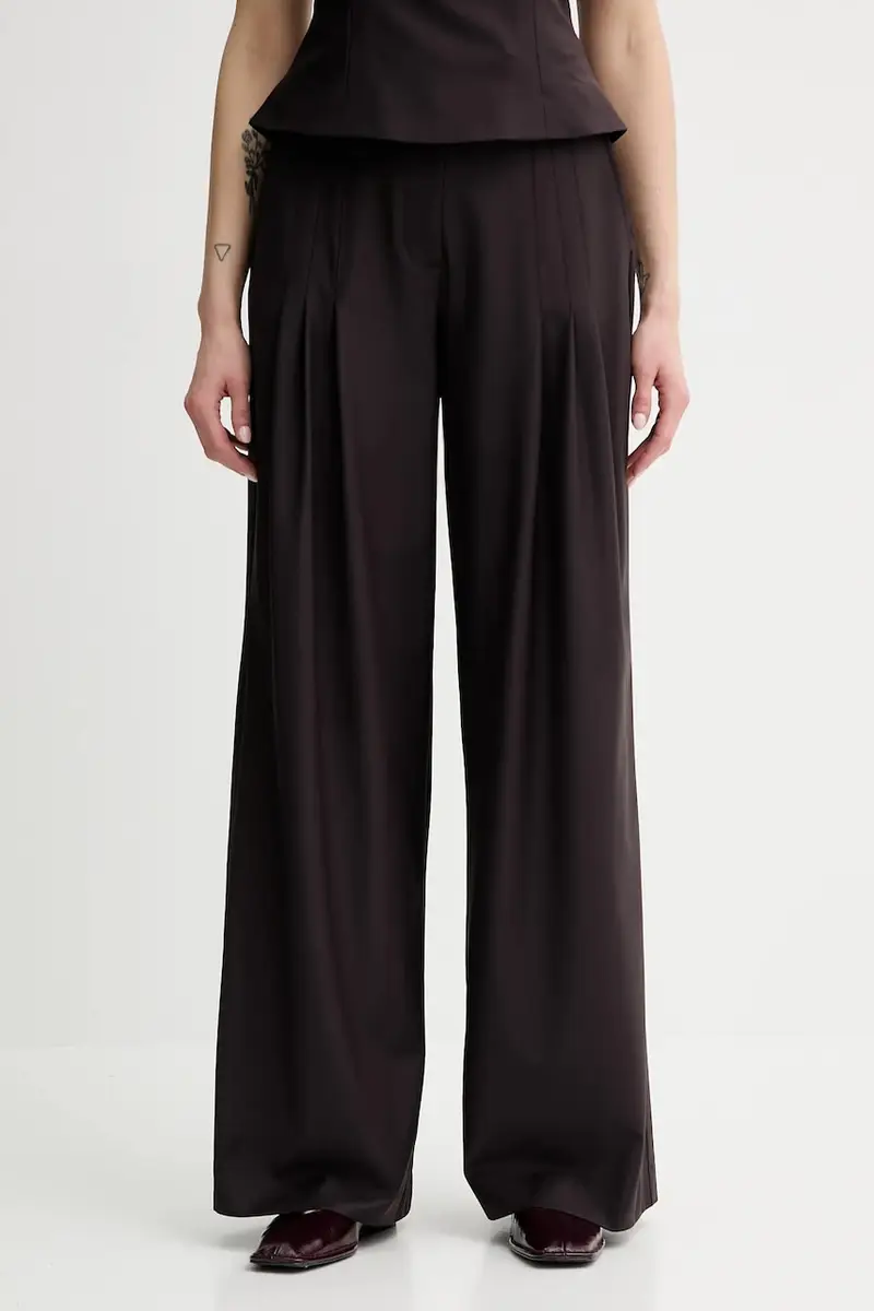 pantaloni in misto lana colore marrone 502473578