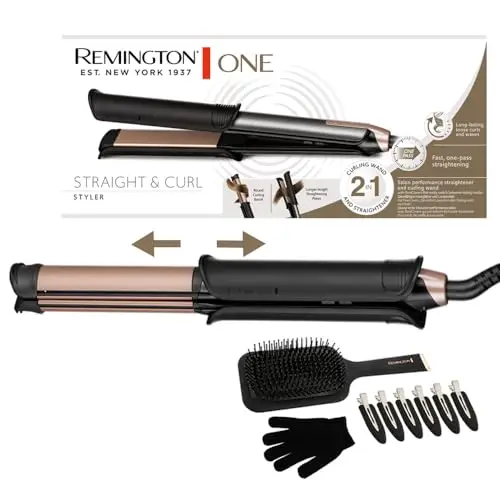 Remington ONE Piastra per Capelli e Arricciacapelli - Multistyler 2 in 1 - Modalità lisciatura/arricciatura con