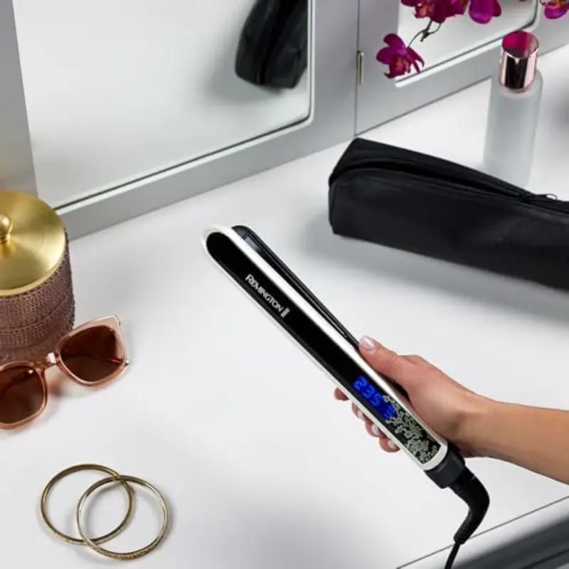 Remington Piastra Per Capelli, Professionale, Rivestimento In Ceramica Doppio infusa di perla, Piastre strette e lunghe miniatura 3