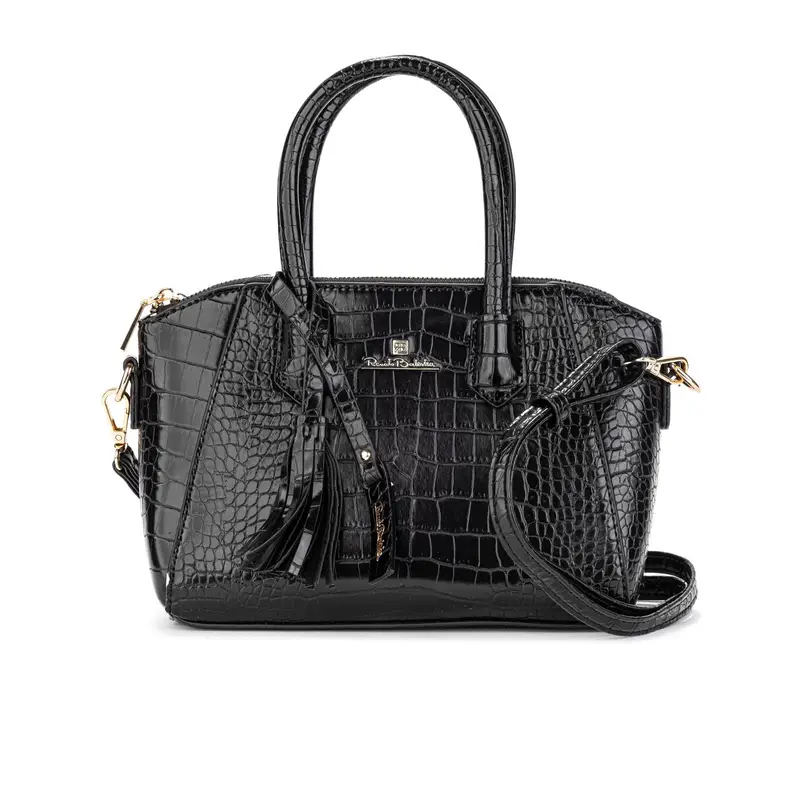 Bauletto nero stampa cocco con tracolla