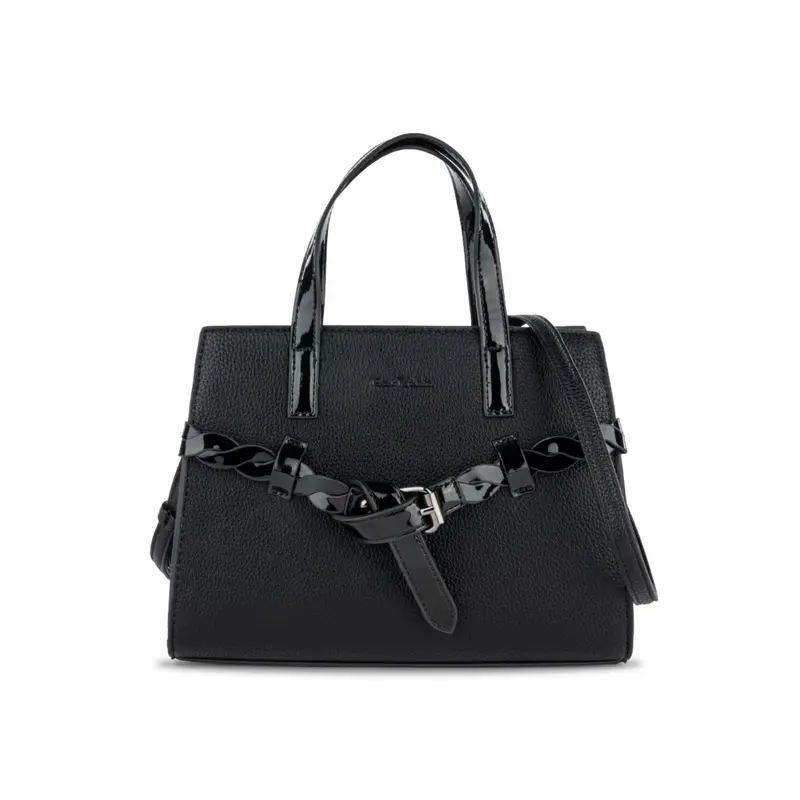 Borsa nera da donna con dettagli lucidi