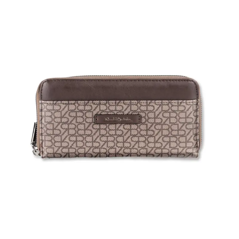 Portafoglio marrone da donna con stampa multi logo