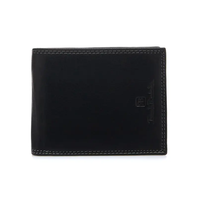 Portafoglio nero con cuciture esterne