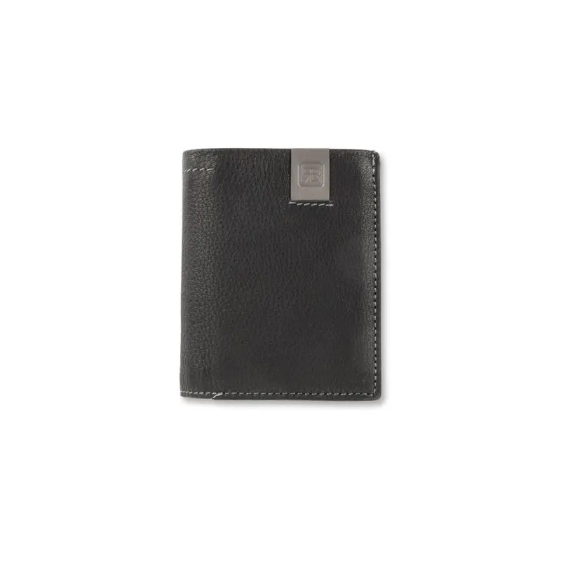 Portafoglio nero da uomo con cuciture