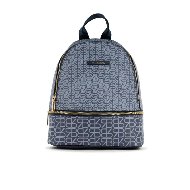 Zaino azzuro da donna con stampa multilogo