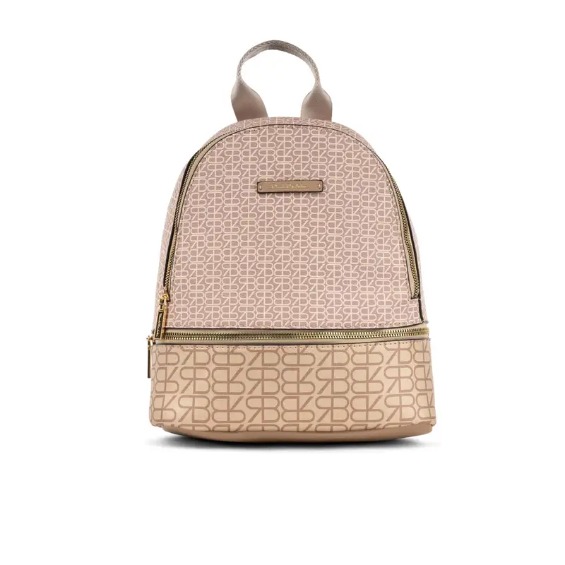 Zaino beige da donna con stampa multilogo