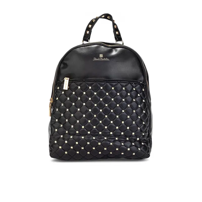 Zaino nero effetto trapuntato con borchie