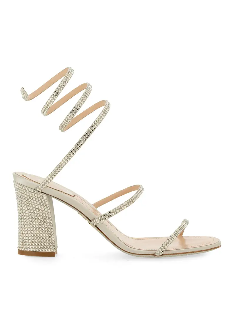 Sandalo Con Strass Argento