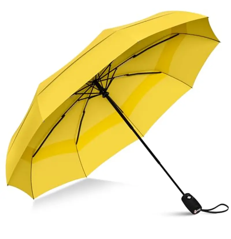 Repel Umbrella Ombrello antivento pieghevole - Ombrello portatile antivento compatto, automatico e durevole - Ombrello piccolo resistente al vento - Uomo e donna (Giallo)