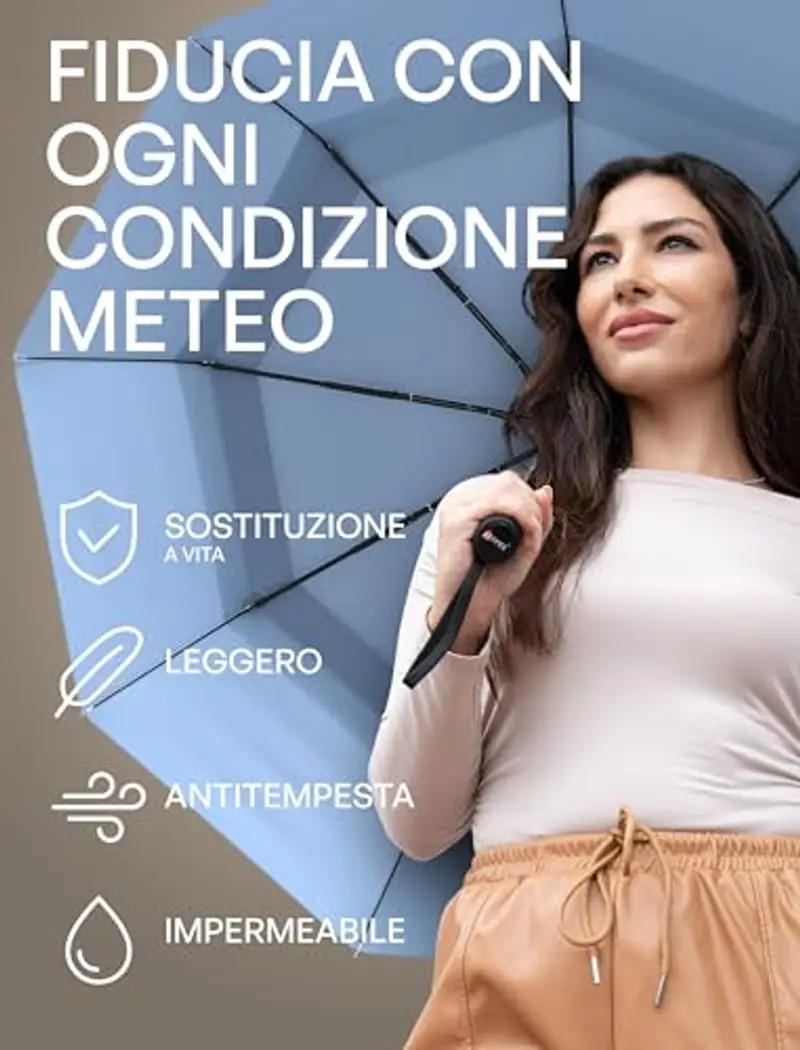 Repel Umbrella Windproof Travel Umbrellas for Rain - Easy Auto Open Close, Durable & Compact Umbrella, Strong Fiberglass Frame, Waterproof Canopy - Backpack, Purse, Portable Umbrella for Travel miniatura 3