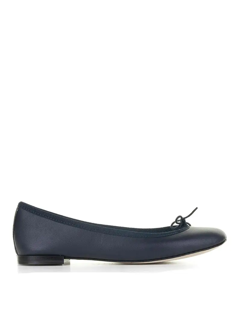 Ballerina Blu Navy In Pelle