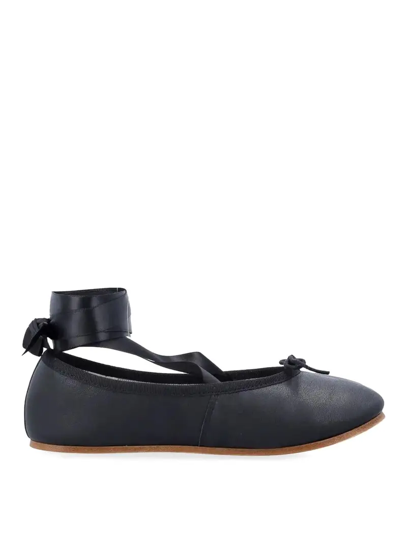 Sophia Ballet Flats con nastri di raso Nero