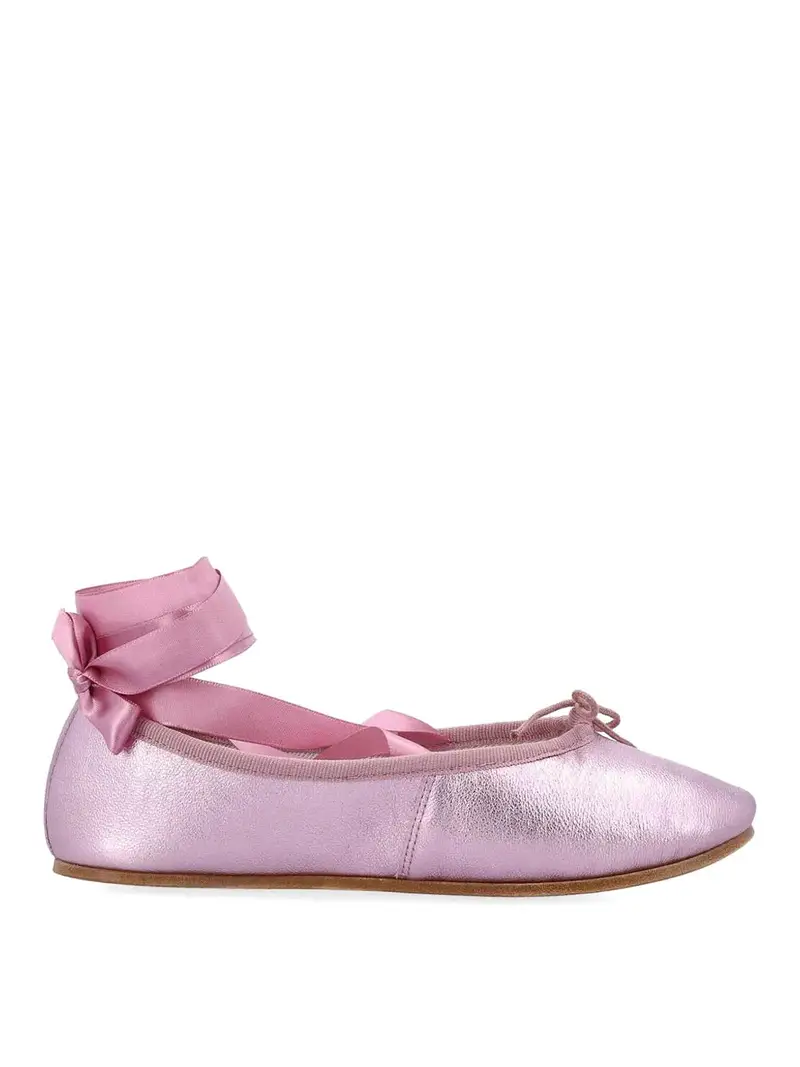Sophia Ballet Flats con nastri di raso Rosa