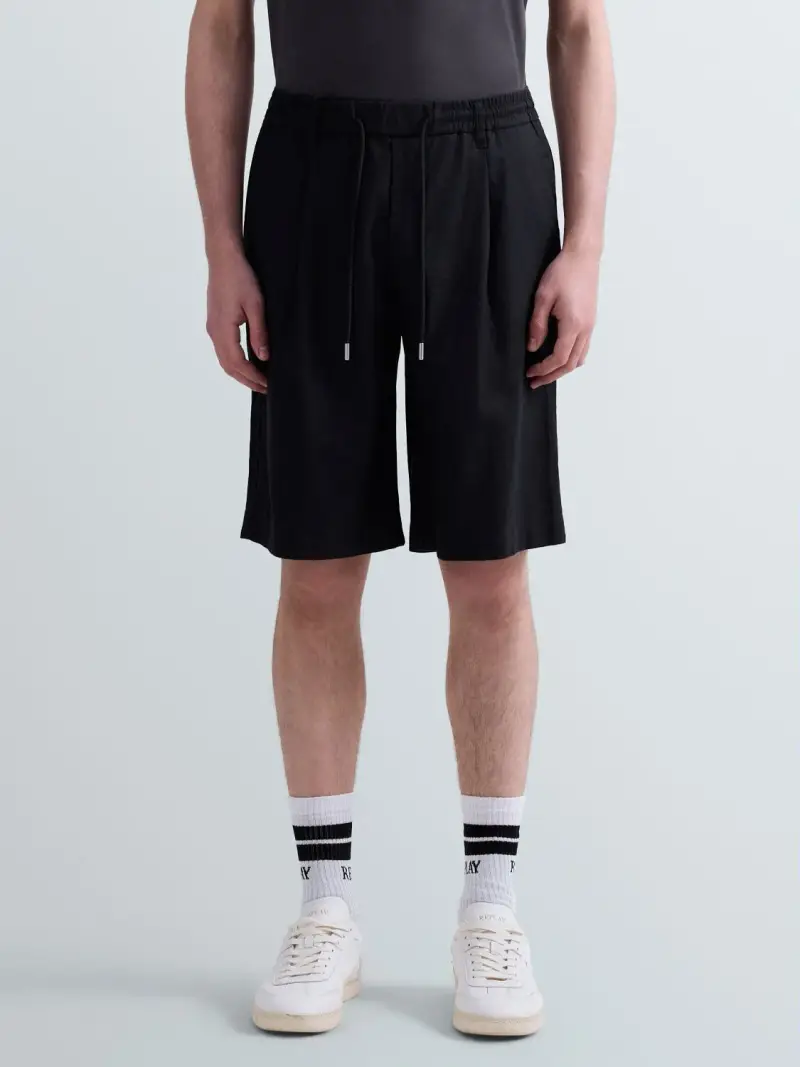 Bermuda Regular Fit In Felpa Tecnica Nero