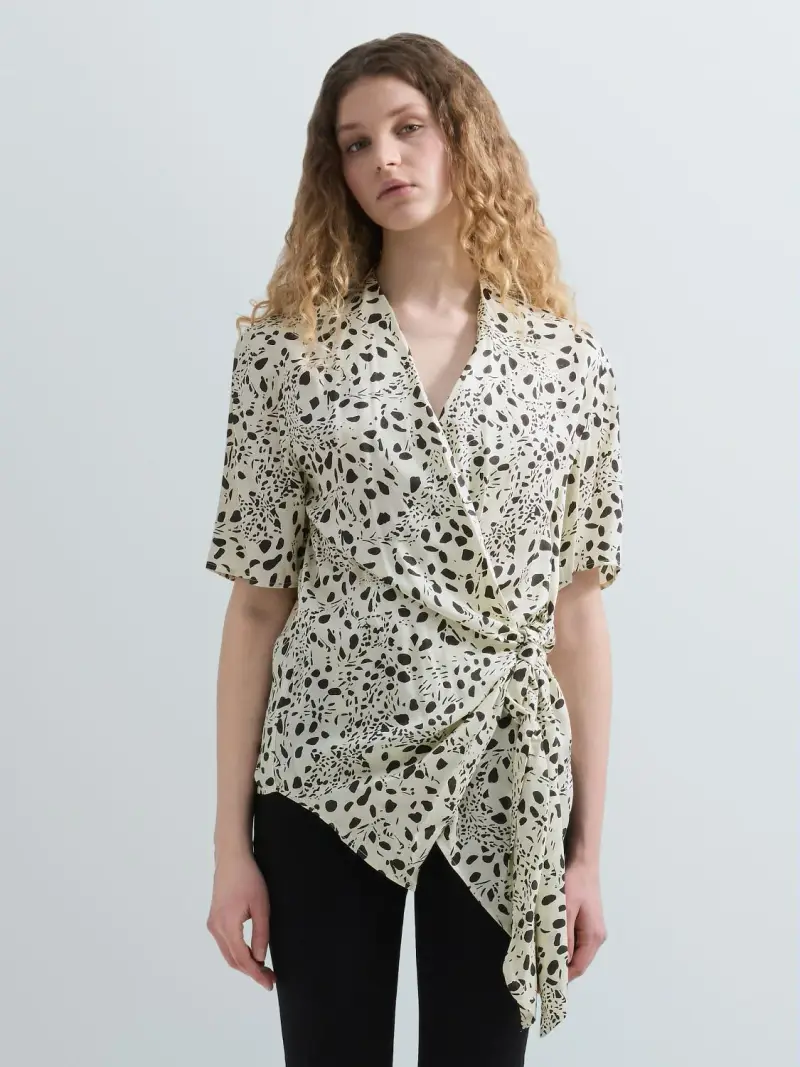 Blusa Con Motivo All Over Grigio