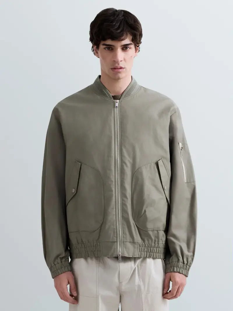 Bomber In Twill Con Lettering Verde