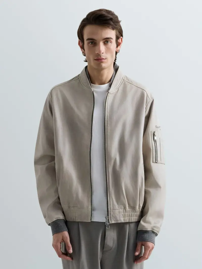 Bomber Regular Fit In Pelle Marrone