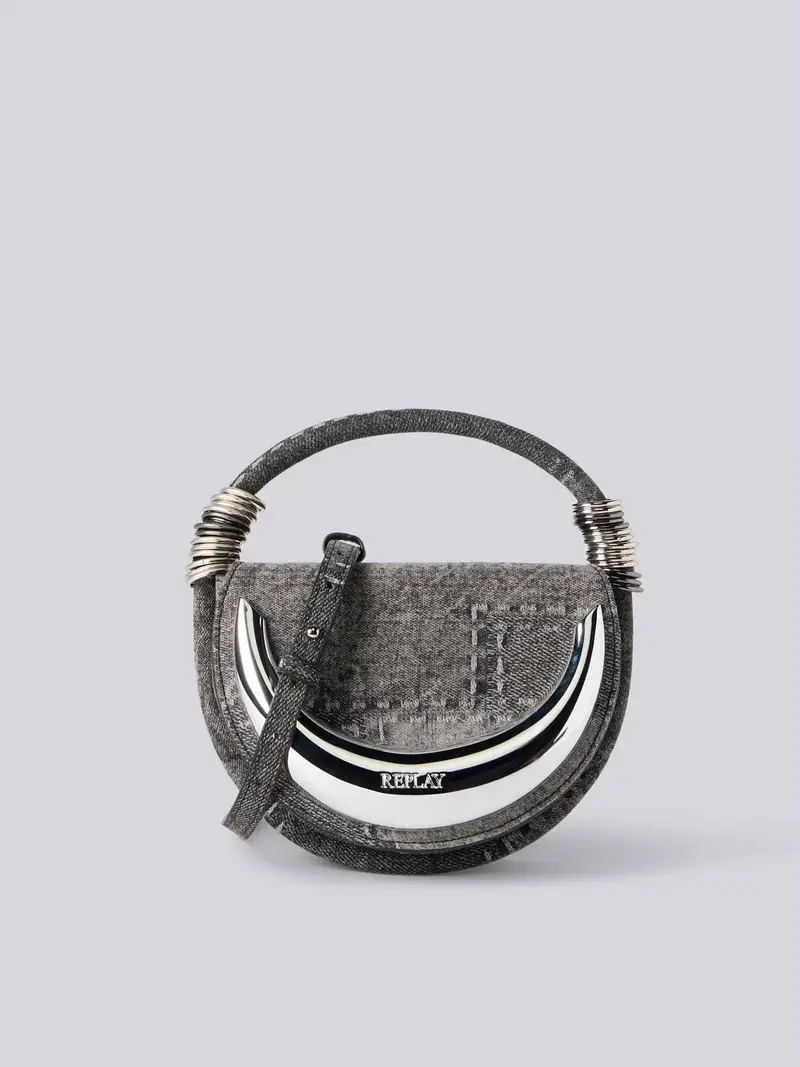 Borsa In Denim Effetto Washed Marrone