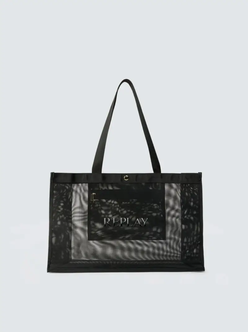 Borsa Shopper A Rete Con Lettering