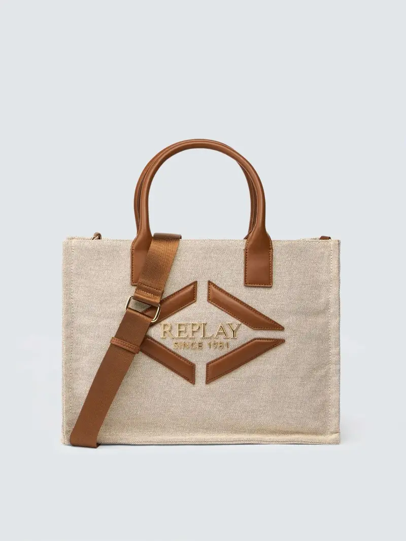 Borsa Shopper In Tela Con Logo