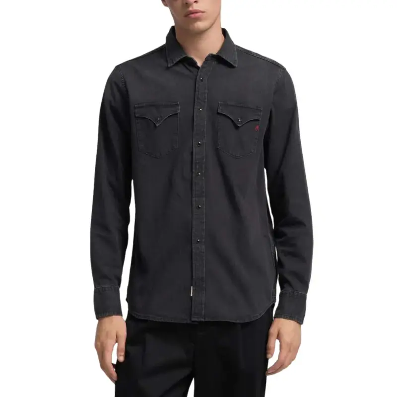 Camicia Classica Nera a Maniche Lunghe Uomo Replay - black / 3XL