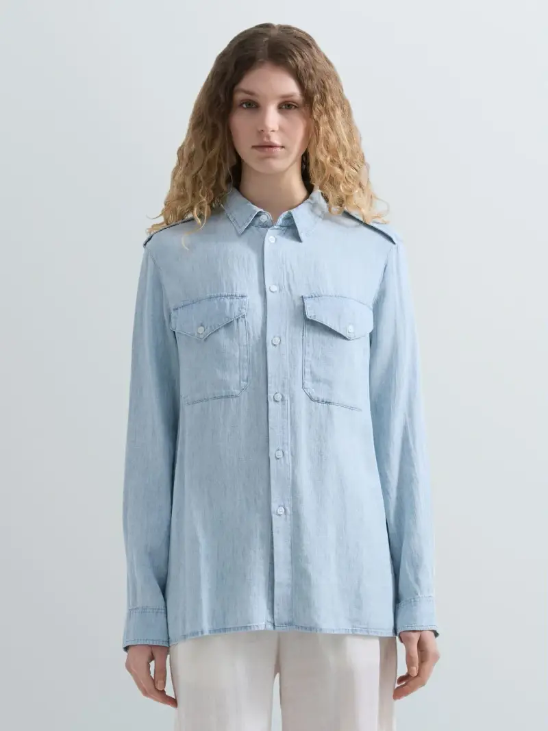 Camicia Comfort Fit In Denim Chiaro Blu Chiaro