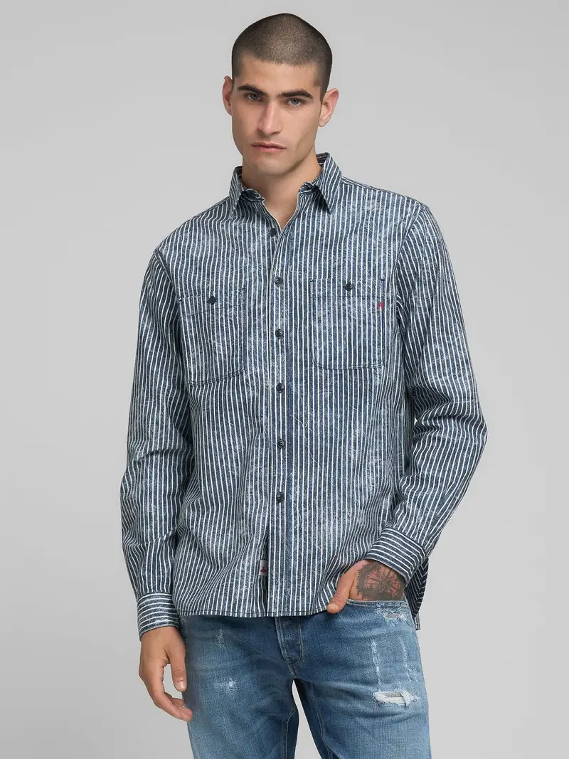 Camicia In Denim Di Cotone A Righe