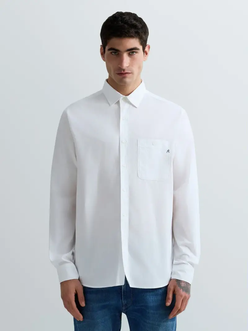 Camicia In Popeline Di Cotone Blu Chiaro