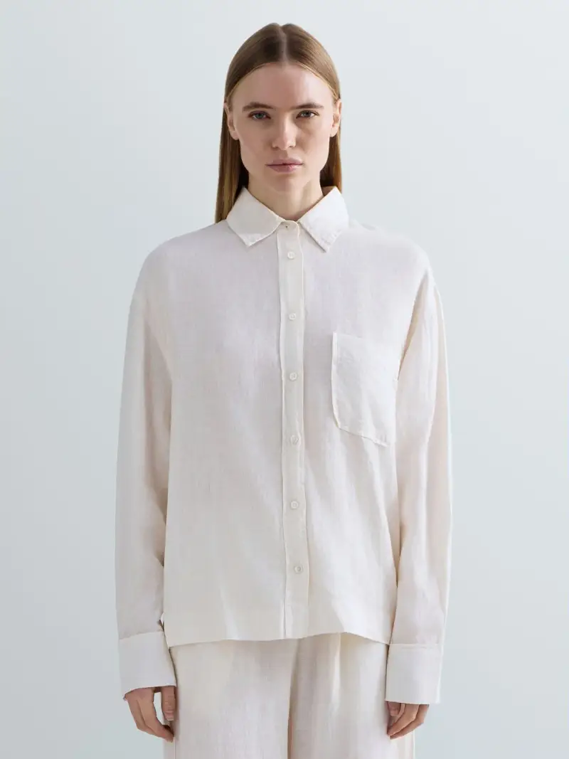 Camicia Over In Lino Grigio